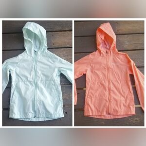2 Columbia Switchback Hooded Rain Jackets Blue And Peach Girls Size Small